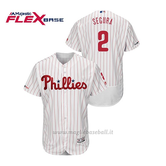 Maglia Baseball Uomo Philadelphia Phillies Jean Segura 150th Aniversario Patch Flex Base Bianco